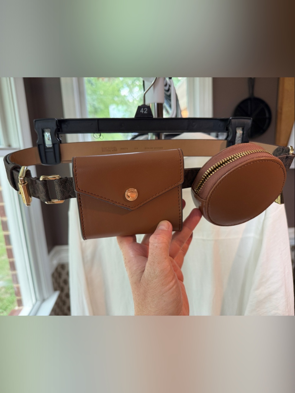 Michael Kors Brown Leather Belt Bag with Gold Hardware
